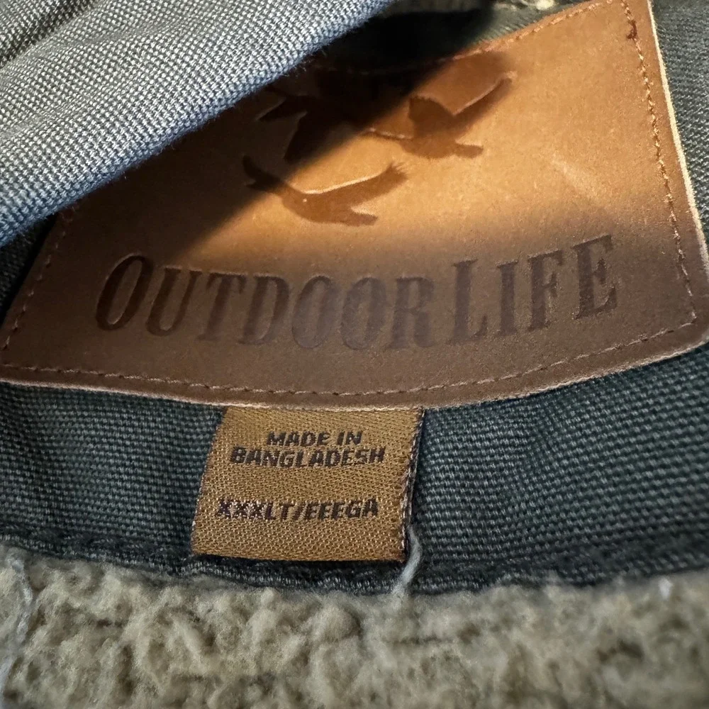 Outdoor Life Sherpa Lined Canvas Chor Shacket Men's 3XLT Hunter Green‎ Barn Work